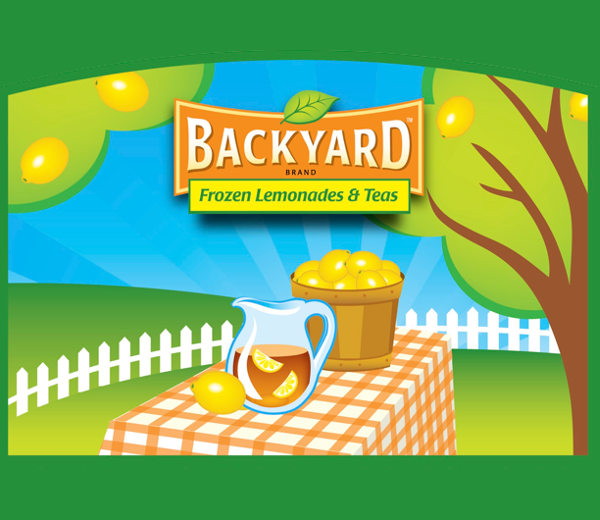 Backyard Beverages logo and picnic graphic
