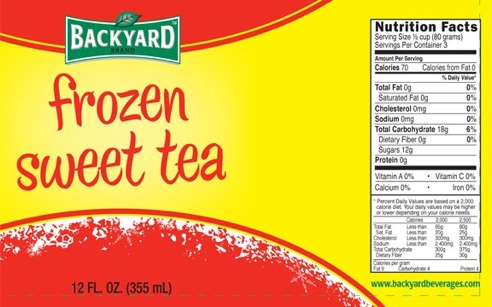 backyard beverages nutritional information